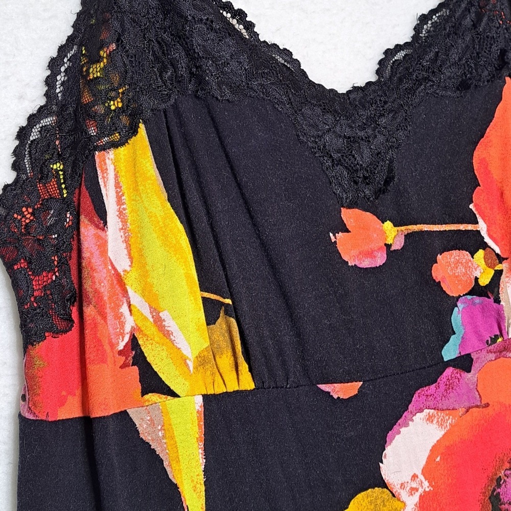 Lane Bryant Cami Womens 18 20 Black Floral Lace Trim V Neck Sleeveless Tank Top - Picture 13 of 13